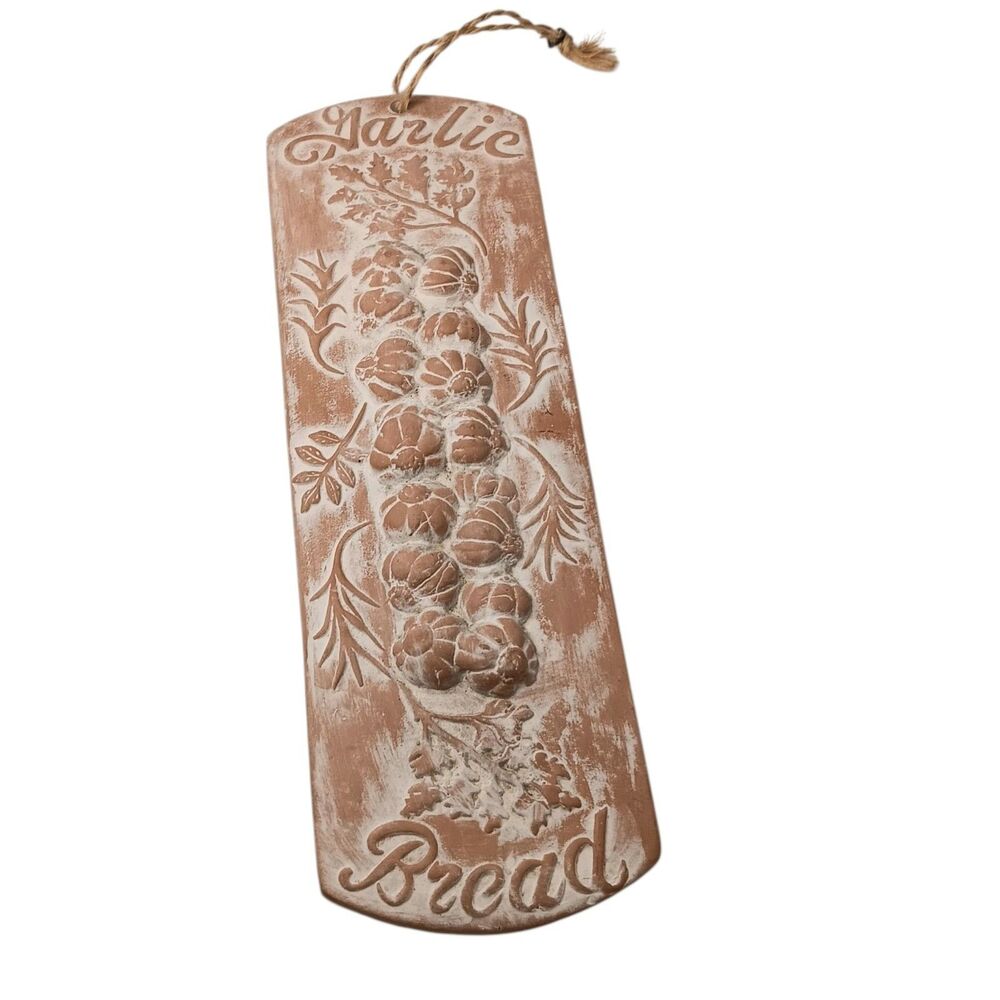 Terracotta Garlic Bread Warmer Or Wall Decor Garlic & Herb Design 12" x 4"